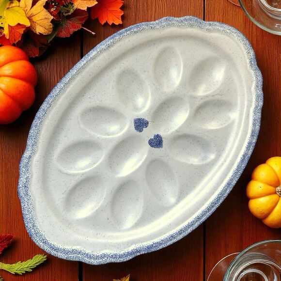 Vintage Pfaltzgraff Deviled Egg Plate  Classic Stoneware Serving Dish- 12-1/2” - Picture 1 of 6